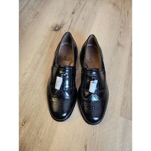 Florsheim Brinson Black Leather Wingtip Tassel Loafer Mens 3E New No Box